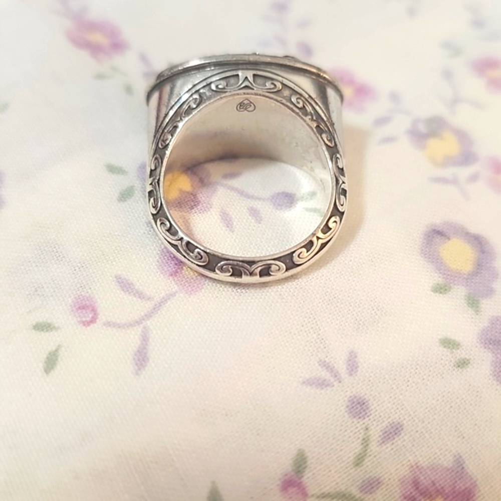 Elegant Brighton Silver With Amber Stones Ring. Size 8 - Picture 4 of 6